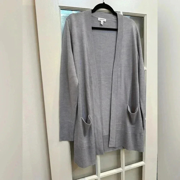 Nordstrom | Grey Everyday Open Front Cardigan Merino Wool Blend Size M Medium - Picture 6 of 14